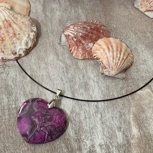 Purple Ripple Stone Heart Pendant